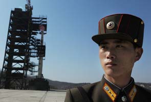Rocket in position at launch pad in North Korea