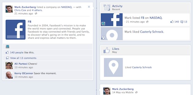 Facebook updates status to "public company", stock up in opening trade