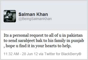 Help me help Sarabjit, says Salman Khan to Pakistan