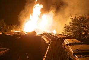 Freight train derails in US, causing fiery blast