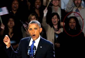 'Hair Flag Lady' steals the show during Barack Obama's victory speech