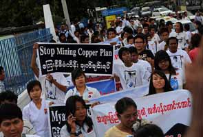 Myanmar police fire water cannon at mine protest: activist