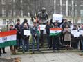 Protest at India embassy, Mahatma Gandhi statue in London after death of medical student