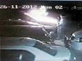 Caught on camera: two men in Mumbai set an SUV on fire