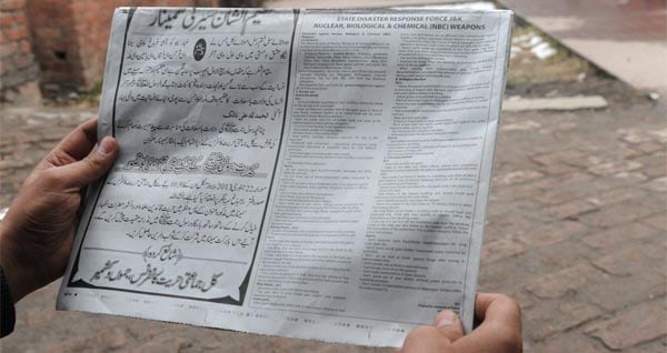 Ad in Kashmir advises people to prep for nuclear war