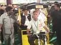 Sharad Pawar shares solar auto rickshaw ride with Nitin Gadkari