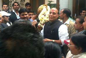 At Rajnath Singh's house, drums and fireworks