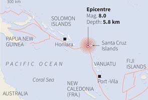 Five dead as 8.0 quake off Solomons sparks Pacific tsunami