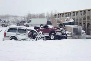 100 injured in highway wrecks in Canadian blizzard