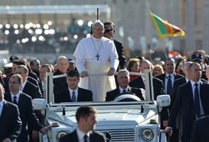 Pope Francis greets crowds at inauguration