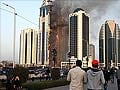 Luxury 35-storey hotel completely engulfed by fire in Chechnya