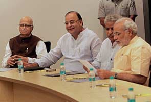 Narendra Modi attends his first BJP parliamentary board meeting in Delhi