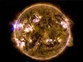 Sun shoots solar flares into space