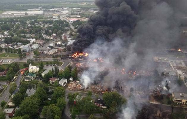 Train carrying crude oil derails in Quebec, causes several explosions