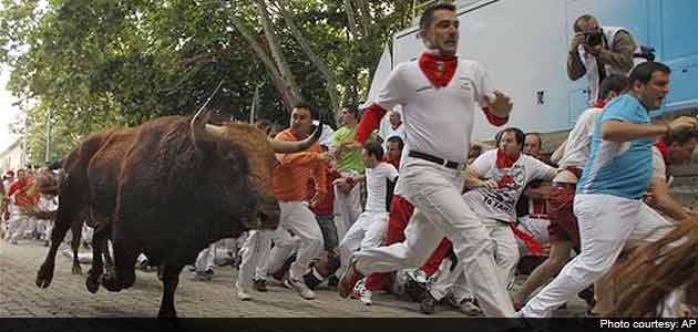 Spain's Pamplona bull run ends in stampede, several people hurt