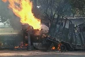 Gas tanker catches fire, causes major jam on national highway near Mathura