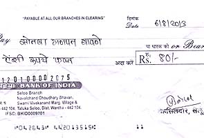 For this Maharashtra farmer, a cheque for Rs 80. That's some relief!