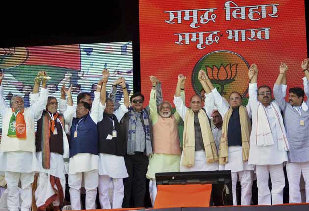 In Patna, Narendra Modi charges rival Nitish Kumar with 'betrayal'