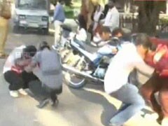 Cop made couples in Hyderabad park do sit-ups