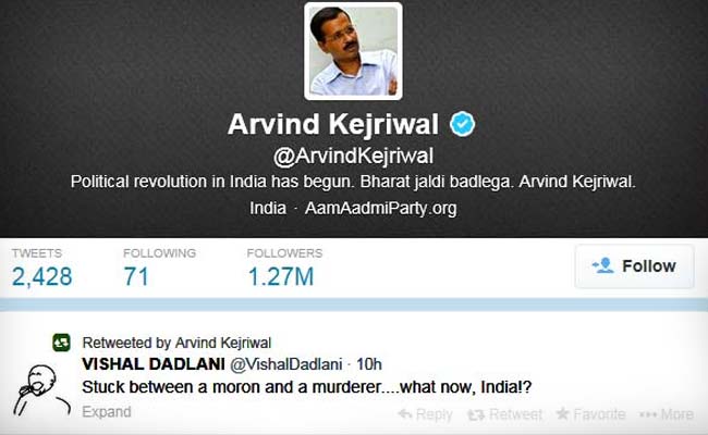 Arvind Kejriwal retweets controversial comment on Narendra Modi, Rahul Gandhi