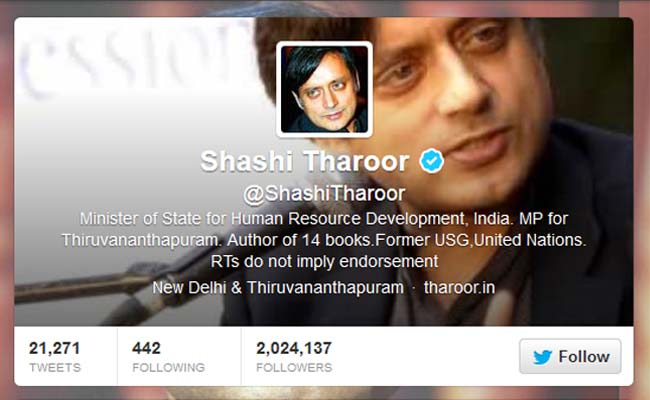 Shashi Tharoor's Twitter account hacked, tweets sent to Pakistani journalist