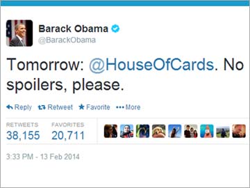 'No spoilers, please' for House of Cards season 2, tweets Barack Obama 