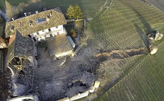 Huge boulder unleashed by landslide nearly wipes out Italian farmhouse