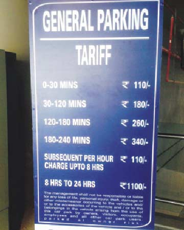 Pay Rs 110 for a two-minute parking at T2