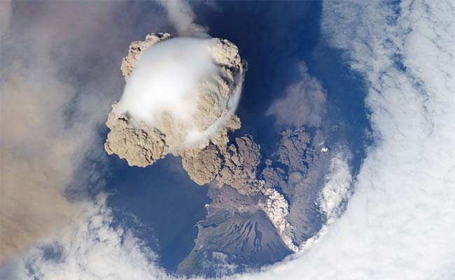 Dazzling volcano eruption in Russia seen from space