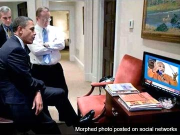 Morphed photo shows Barack Obama watching Narendra Modi speech