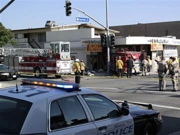 Firetruck rams California eatery; 15 injured