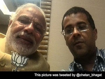 Narendra Modi posts selfie with Chetan Bhagat