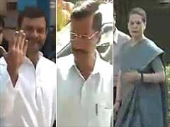 Sonia Gandhi, Rahul Gandhi, Arvind Kejriwal vote in Delhi