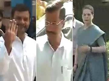 Sonia Gandhi, Rahul Gandhi, Arvind Kejriwal vote in Delhi