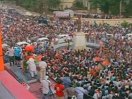 Narendra Modi Roadshow in Varanasi Draws Huge Crowds Narendra Modi Roadshow in Varanasi Draws Huge Crowds
