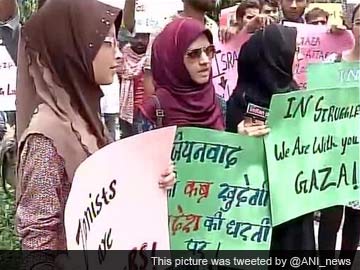 Protests Near the Israeli Embassy in New Delhi Over Israel's Gaza Strip Air Strikes