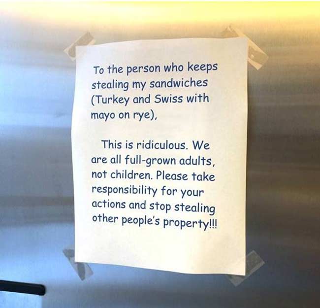 Stop Thief Office Sandwich Stealer Asks For Ransom In Hilarious Note