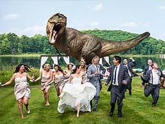That Epic Moment When Wedding Guests Got Chased by a 'Dinosaur'