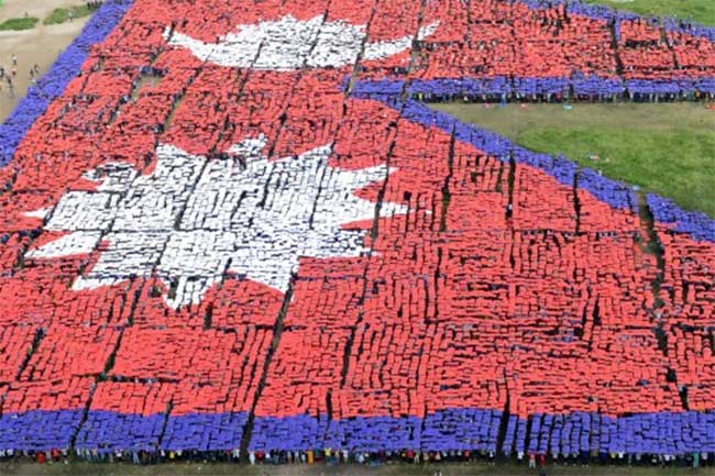 Nepalese Attempt World's Largest Human Flag Record