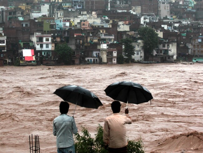 In and Around Srinagar, Homes and Hospitals Submerged