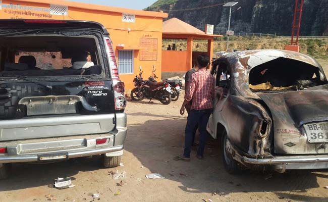 Bihar Minister Targeted By Angry Crowd, Car Set On Fire