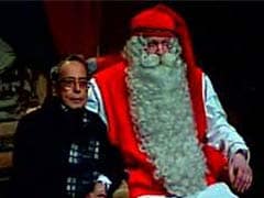 President Pranab Mukherjee Met Santa Claus During Finland Visit