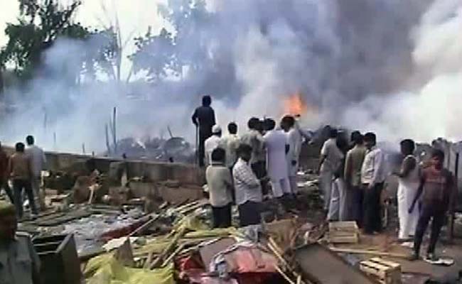 Fire in Shastri Park Slum Cluster in Delhi