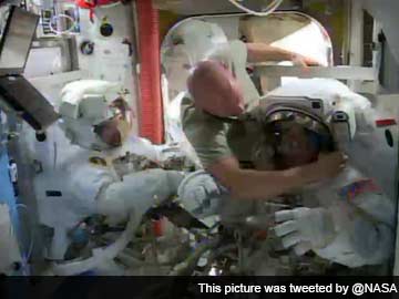 US Astronauts Step Out on Spacewalk