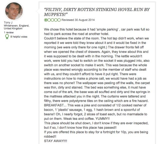 Hotel Fines Couple 100 Pounds For Negative Review on TripAdvisor  