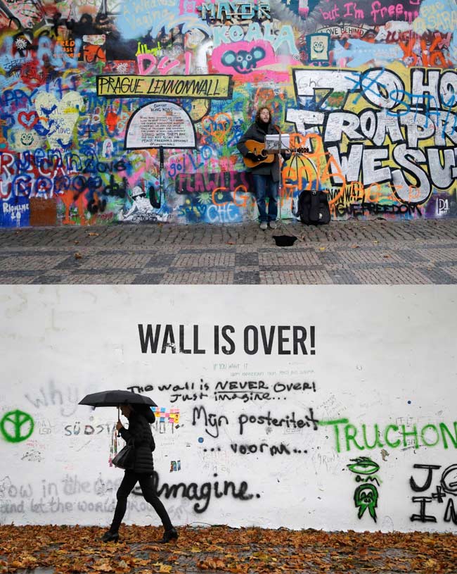 Prague Wall Dedicated to John Lennon Painted Over
