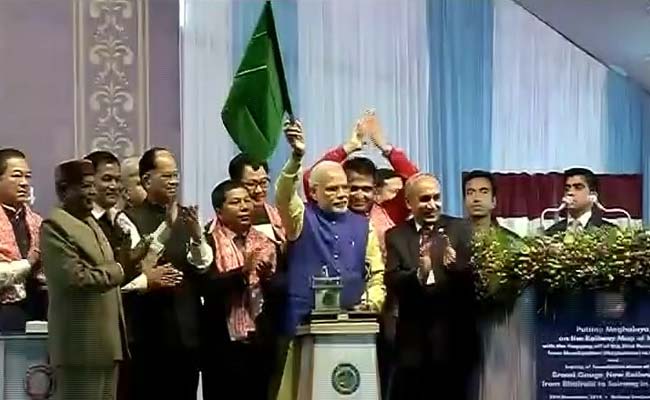 PM Modi Flags Off First Train Connecting Meghalaya