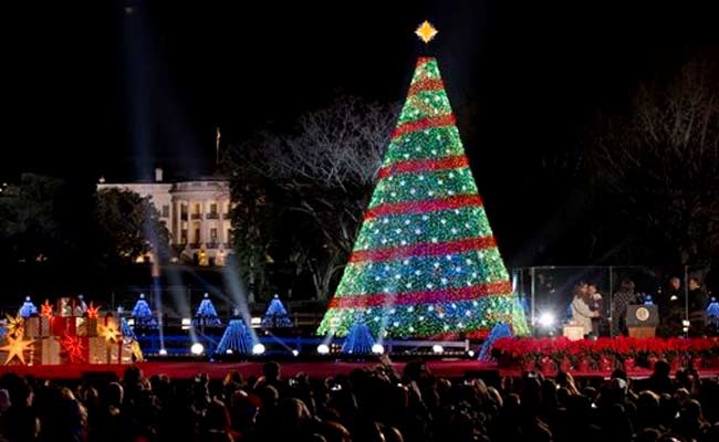 US President Barack Obama Lights The National Christmas Tree