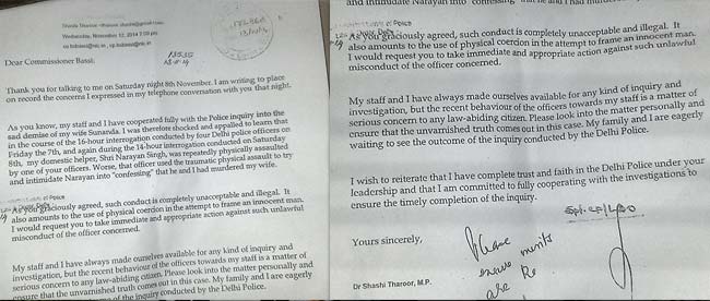 'Cops Tried to Pressure Domestic Help to Say That He and I Killed Sunanda,' Shashi Tharoor Wrote to Delhi Police Chief BS Bassi