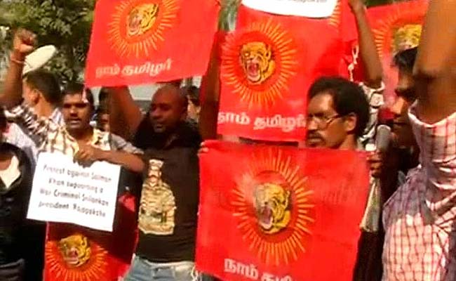 Pro-Tamil Groups Protest Outside Actor Salman Khan's House